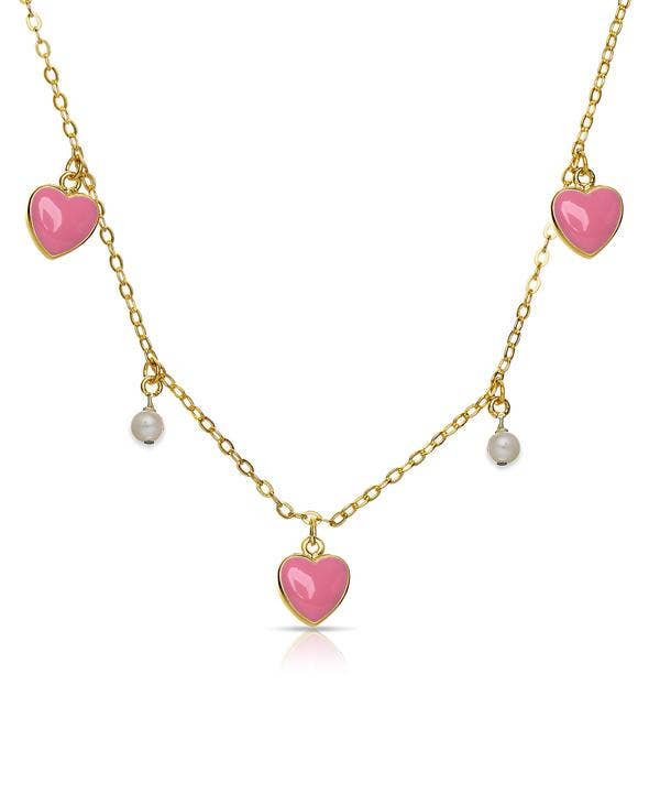 Heart And Pearl Charms Necklace