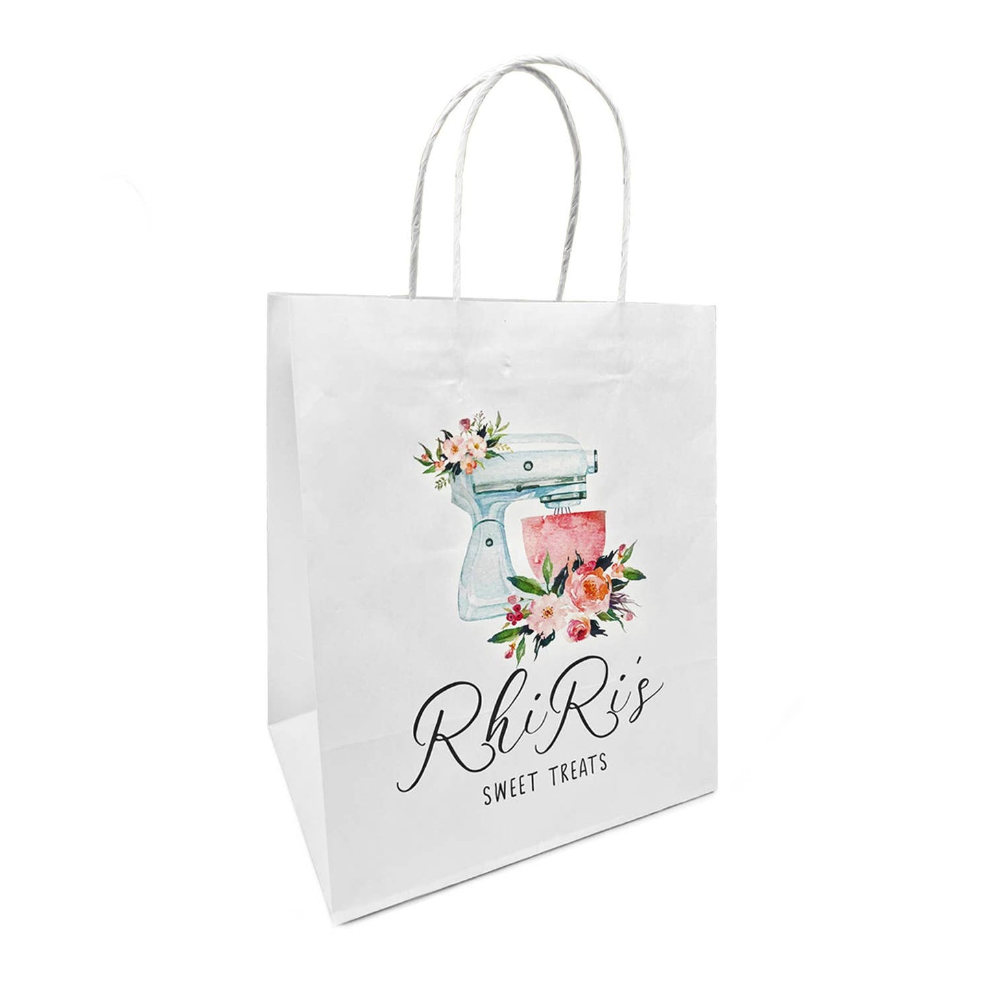 Custom Print Bistro 10x6.75x12 White Paper Bags