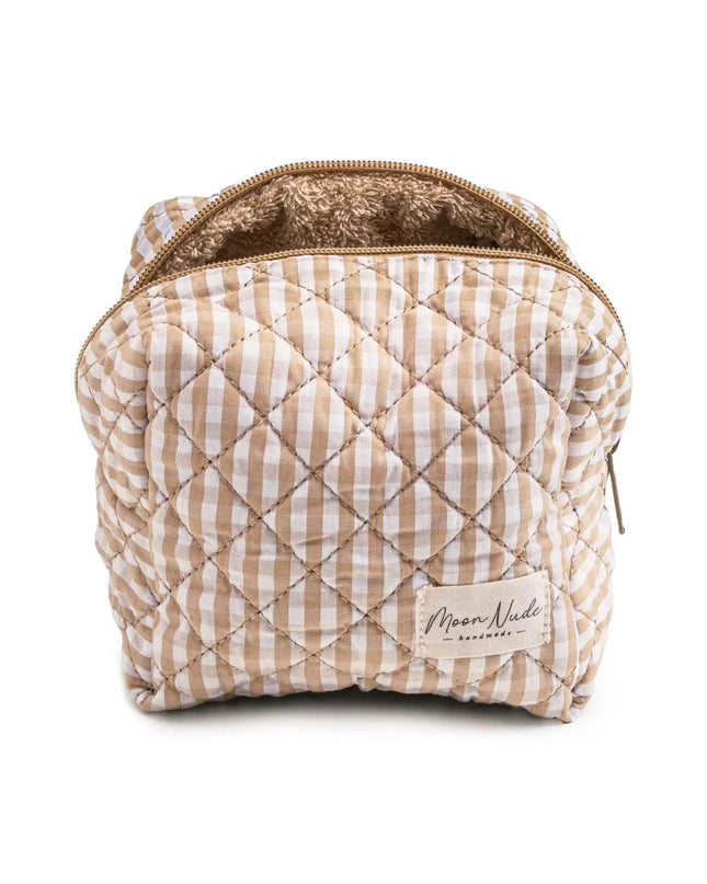 Nude Gingham Make Up Bag