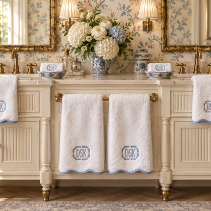 Luxury Scallop Piping Bath Towel Sets (6-Piece)