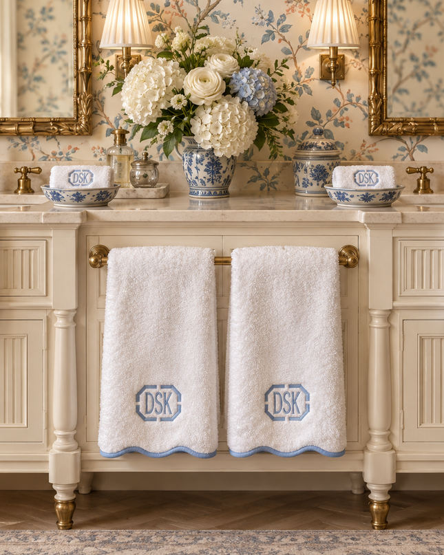 Luxury Scallop Piping Bath Towel Sets (6-Piece)