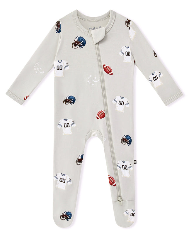 Kyte Baby Zippered Footie in Vintage Football