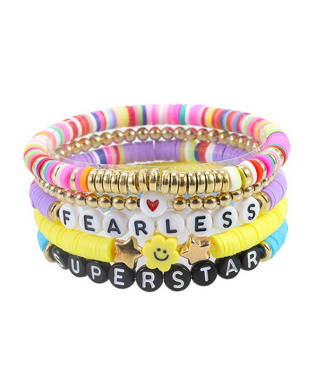 5PCS COLORED LETTER MULTI-LAYER BEADED BRACELET_CWAJE0711