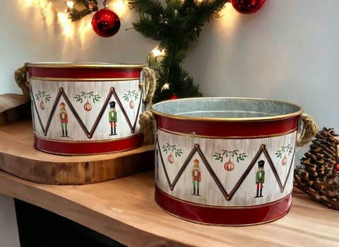 Nutcracker Drum Containers ( Set of 2)