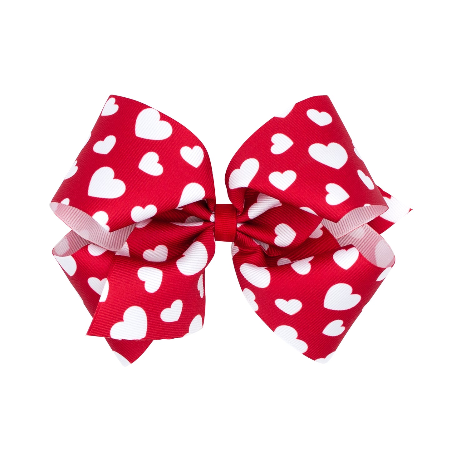 King Valentine Open Heart Print Grosgrain Girls Hair Bow