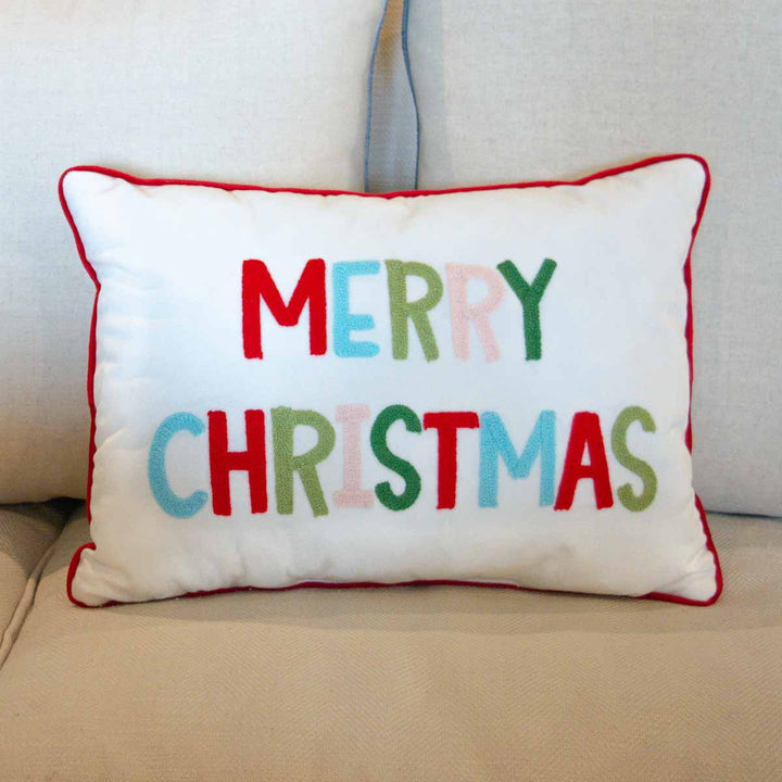Merry Christmas Pillow White/Multi 14×20