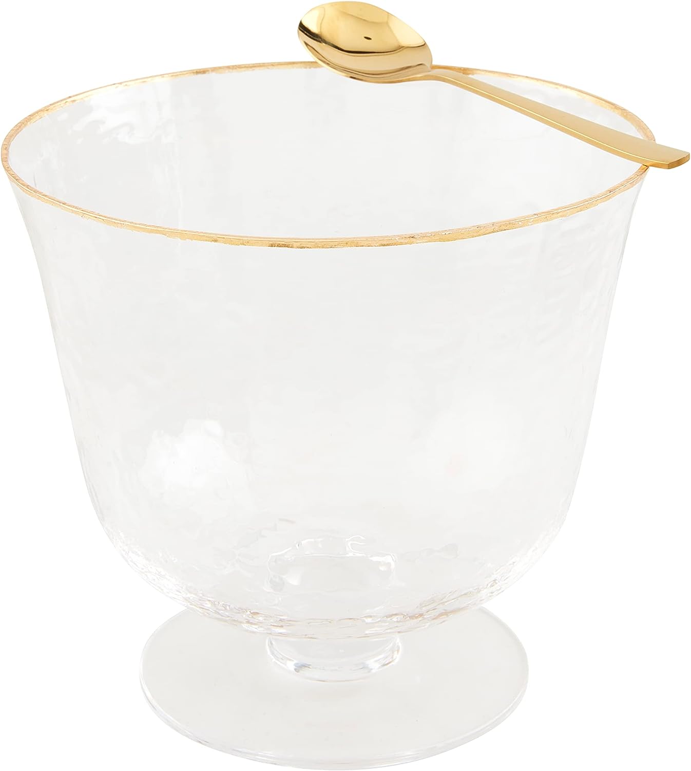 GOLD EDGE GLASS PEDESTAL BOWL