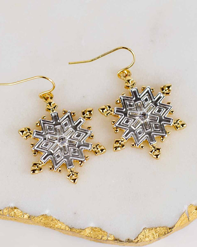 Gilded Snowflake Earrings Gold/Silver 1.25"
