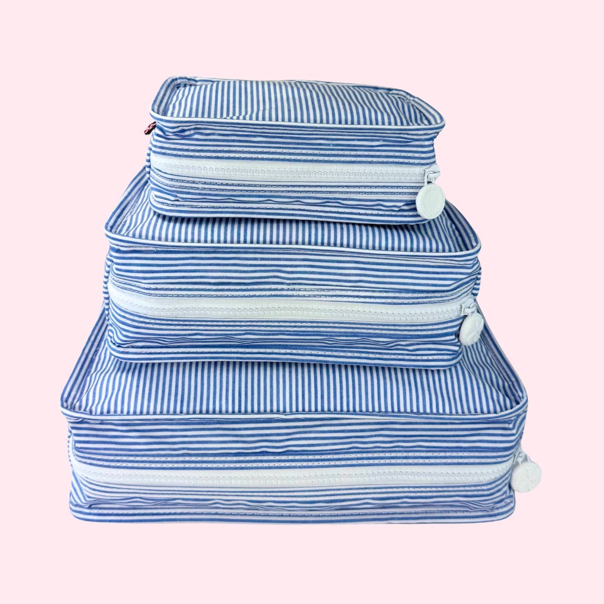 Navy Preppy Stripe ~WIPEABLE~ Stacking Set | Mint