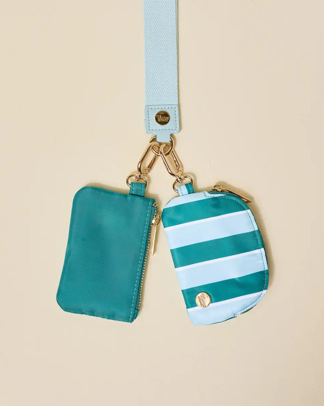 Dynamic Duo Pouch Wristlet–Sicily Stripes Teal