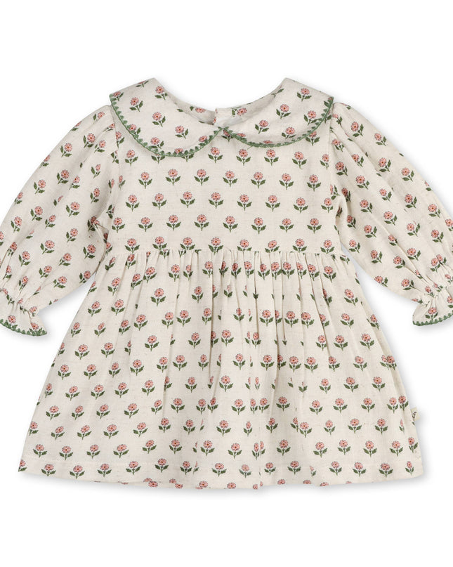 Rosamund Block Print Floral Baby Dress & Bloomer (Organic)
