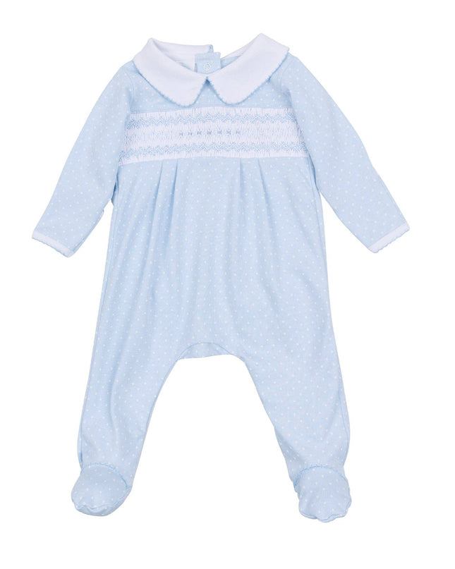 Luca's Classics Smocked Footie - Light Blue