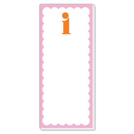 Scallop Monogram Orange And Pink I Skinny Notepad