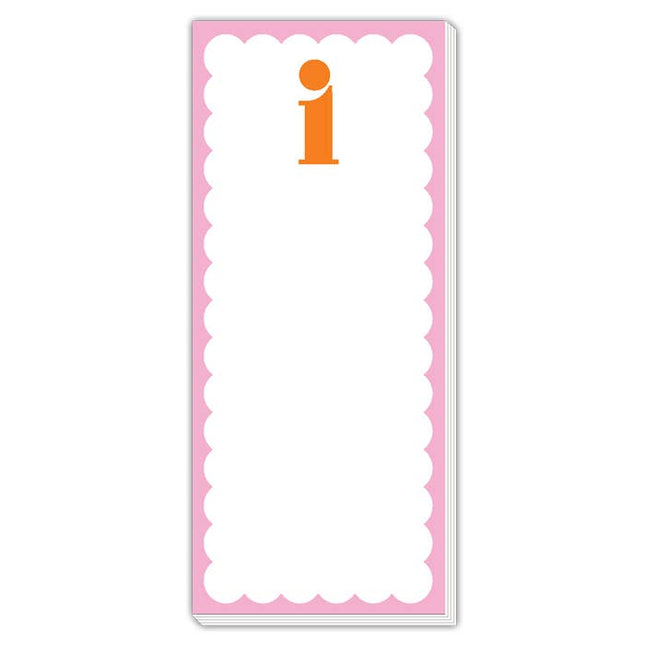 Scallop Monogram Orange And Pink I Skinny Notepad