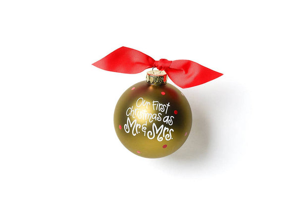 Our First Christmas as Mr. & Mrs. Gingerbread Glass Ornament