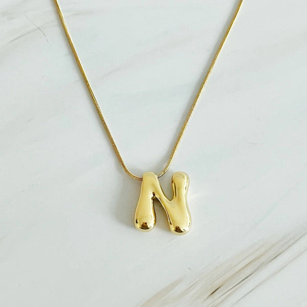 EY Balloon Letter Initial Necklace-Gold