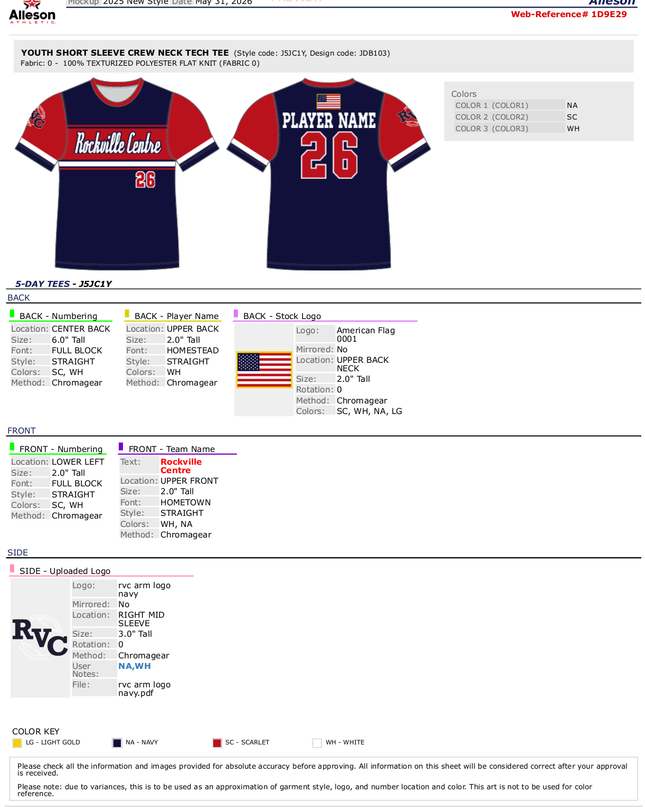 RVCLL Baseball Jersey - 2026