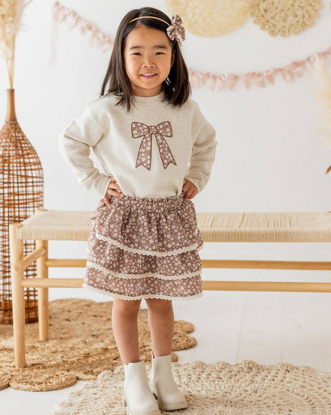 Mocha Floral Skort - Kids Boutique Clothing - Fall