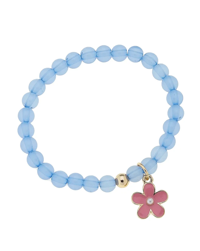 Hazel Enamel Flower Beaded Children's Stretch Bracelet