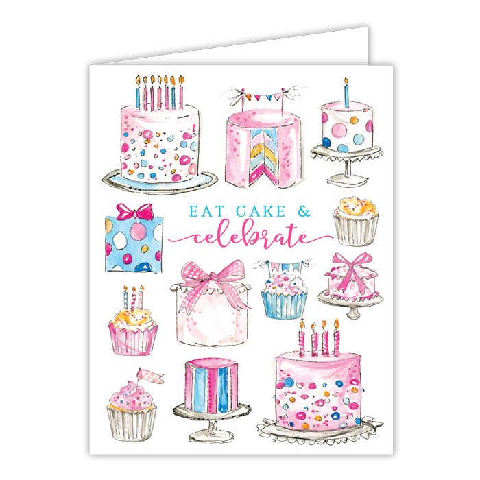 Eat Cake Celebrate Handpainted Cake Assortment Greeting Card