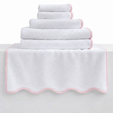 Personalized Luxury Cotton Hand Towels with Scallop Piping