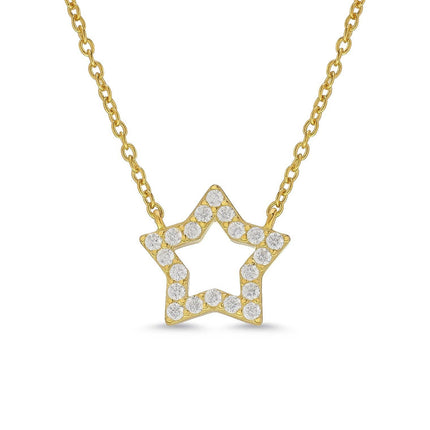 CZ Open Star Necklace in 18k Gold over Sterling Silver