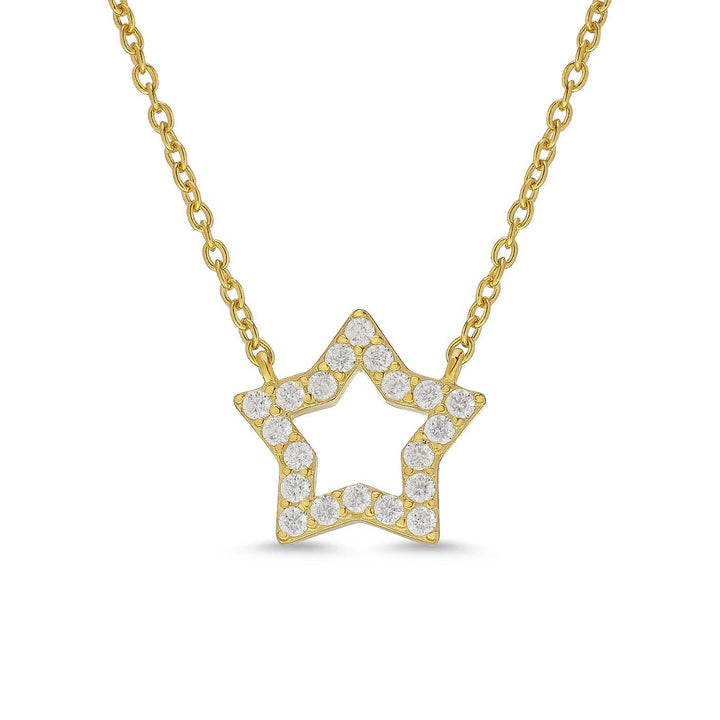 CZ Open Star Necklace in 18k Gold over Sterling Silver