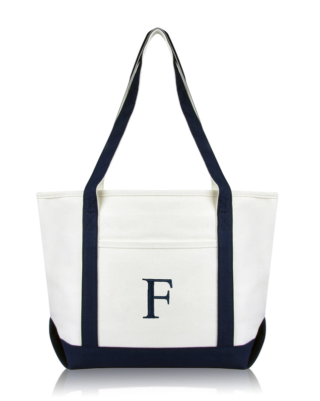 Personalized Black Tote Bag with Initial