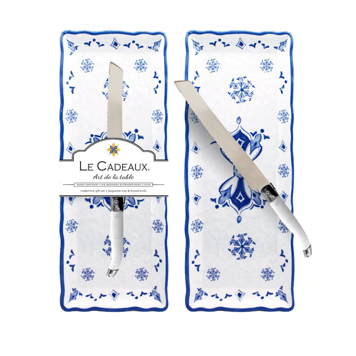 Baguette Tray with Bread Knife Gift Set