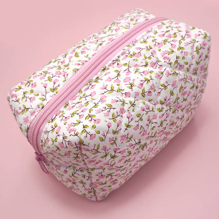 DITSY QUILTED COTTON FLORAL COSMETIC POUCH BAG | 40P557