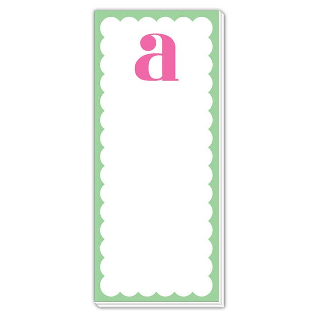 Scallop Monogram Pink And Green A Skinny Notepad