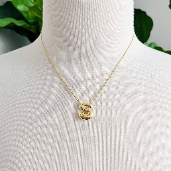 EY Balloon Letter Initial Necklace-Gold