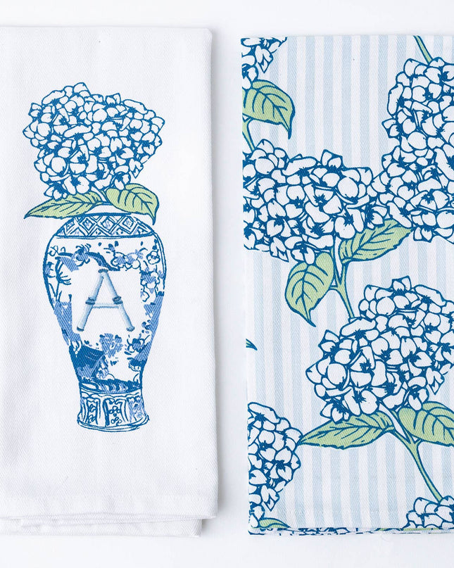 Hydrangea Initial Kitchen Towel Set
