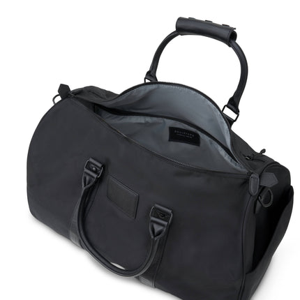 Personalized Jet Nylon and Leather Duffle Bag