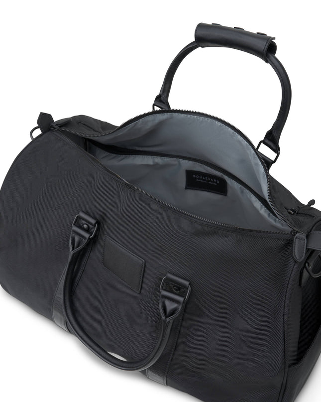 Personalized Jet Nylon and Leather Duffle Bag
