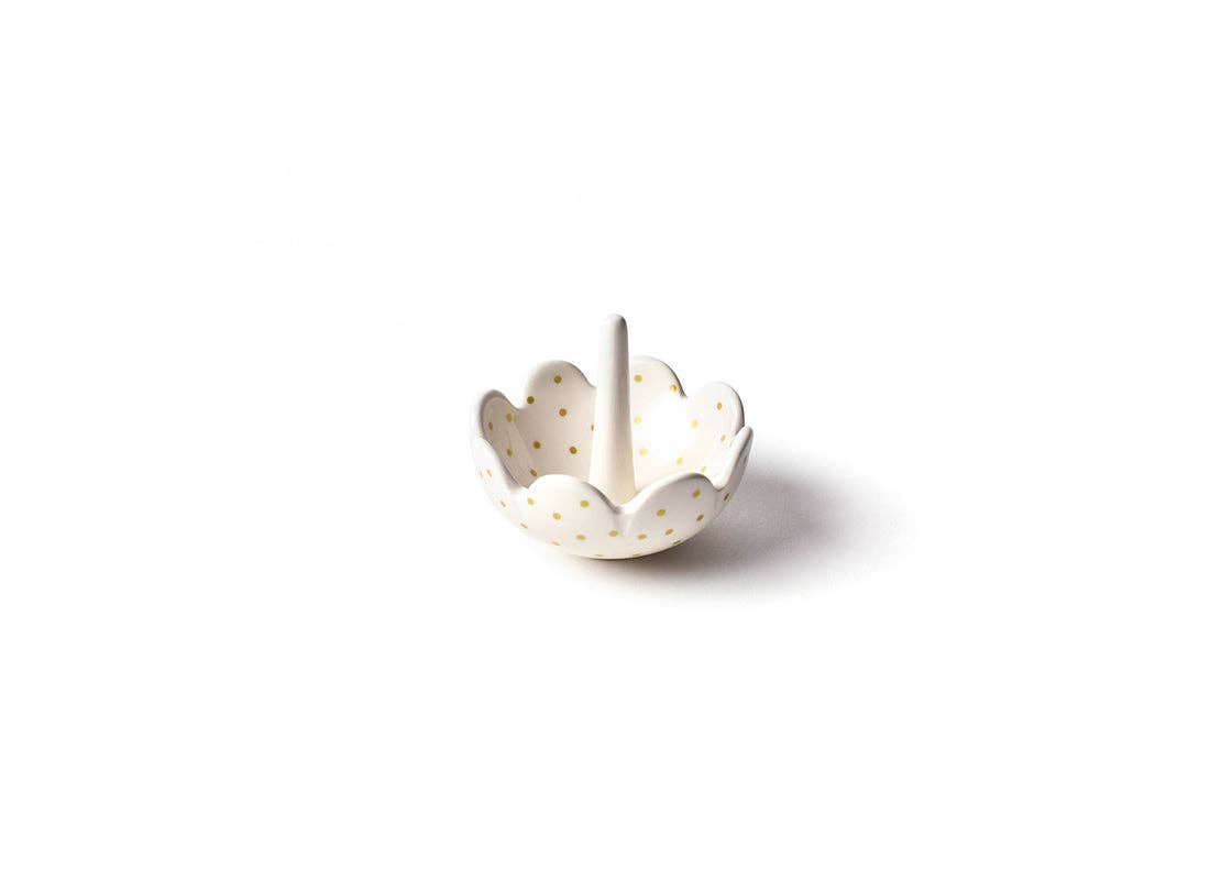 Gold Swiss Dot Scallop Ring Dish
