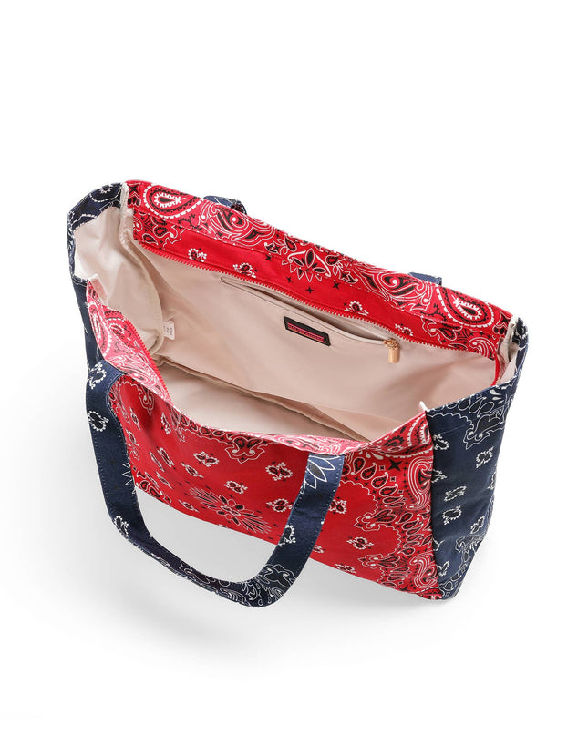 Bandana Print Canvas Tote -Bailey Red/Navy