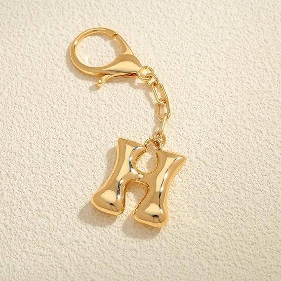 Bubble Letter Monogram Bag Charm Key Chain