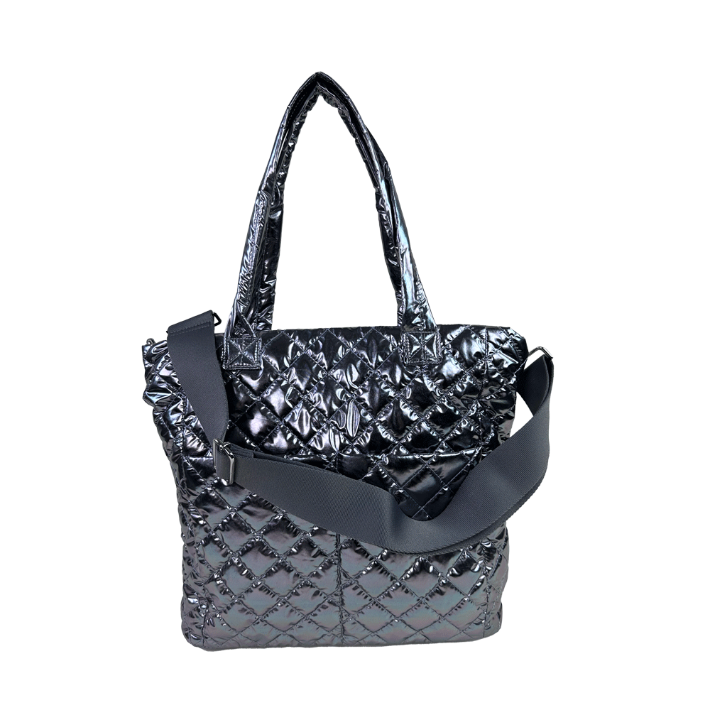 Mabel Quilted Nylon Tote w/2" Bag Strap