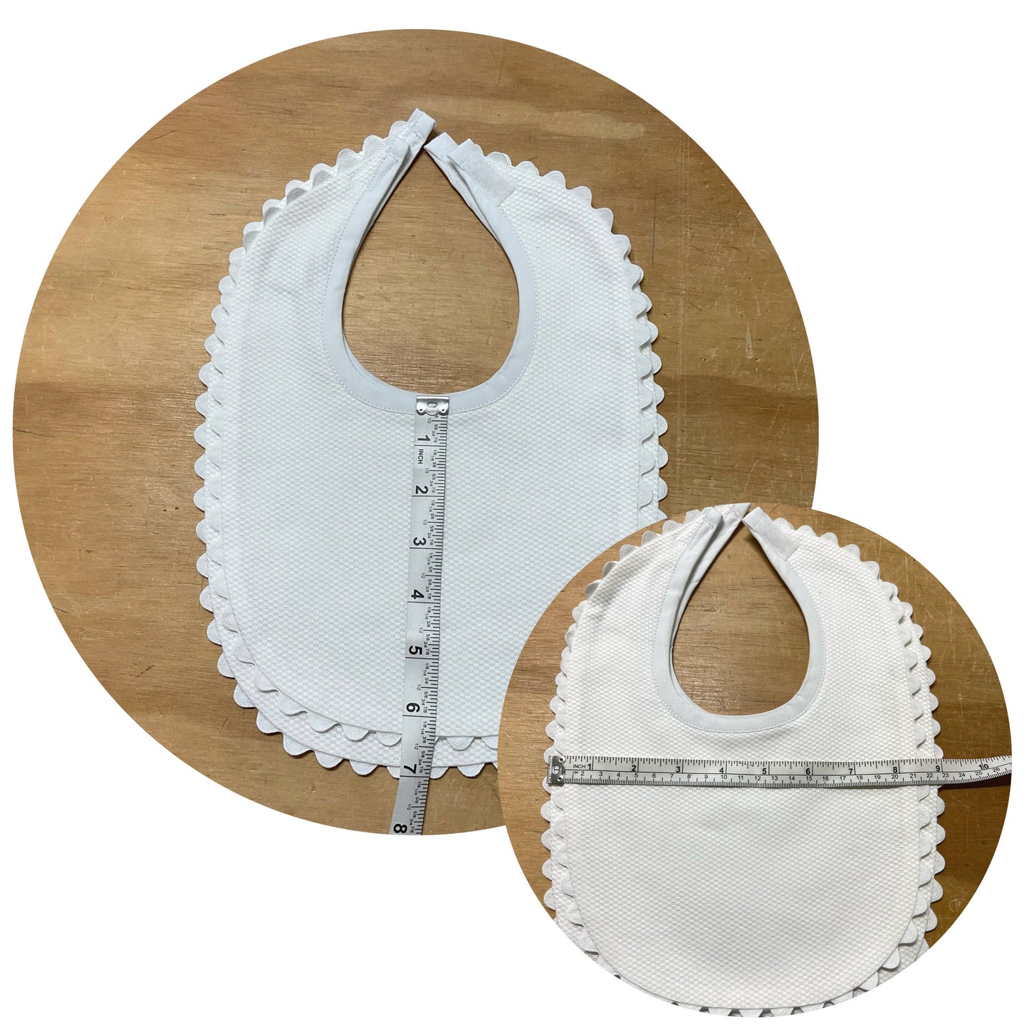 White Cotton Pique Toddler Drool Bib