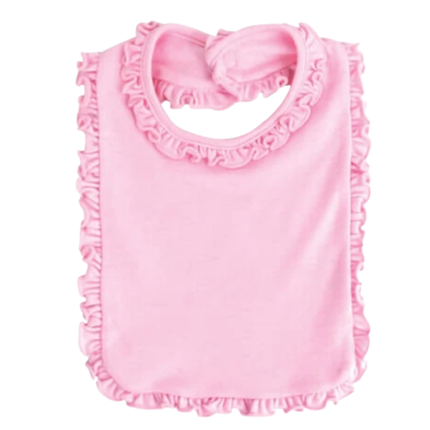 Baby Girl  2-PLY Blank Bib w/ Ruffle Trim 6-PACK Embroidery