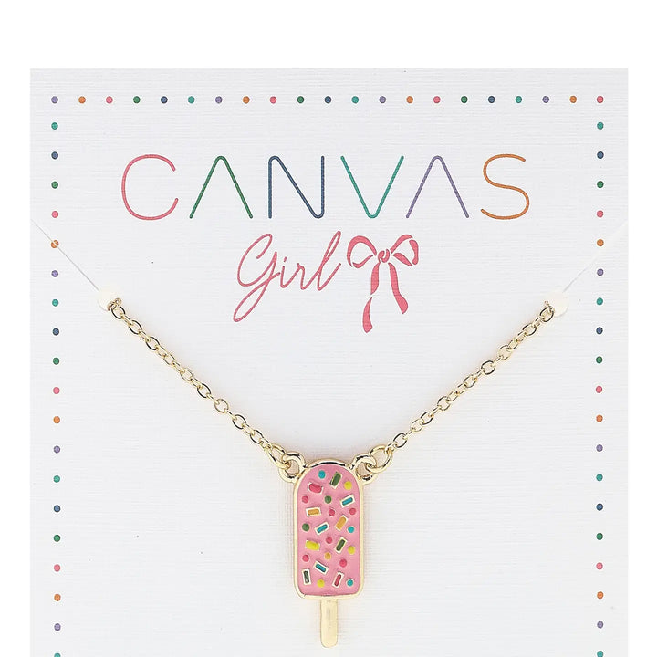 Lena Enamel Popsicle Children's Necklace in Shiny Gold