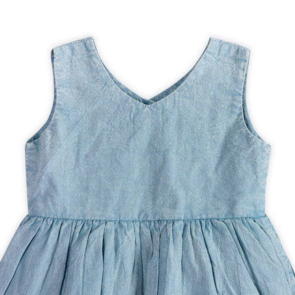 River Soft Denim Washed Baby Dress + Bloomer (Organic)