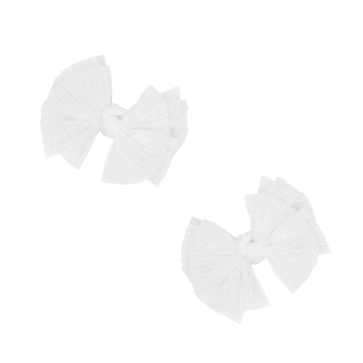 2-Pack Tulle Baby FAB® hair bow clips: White