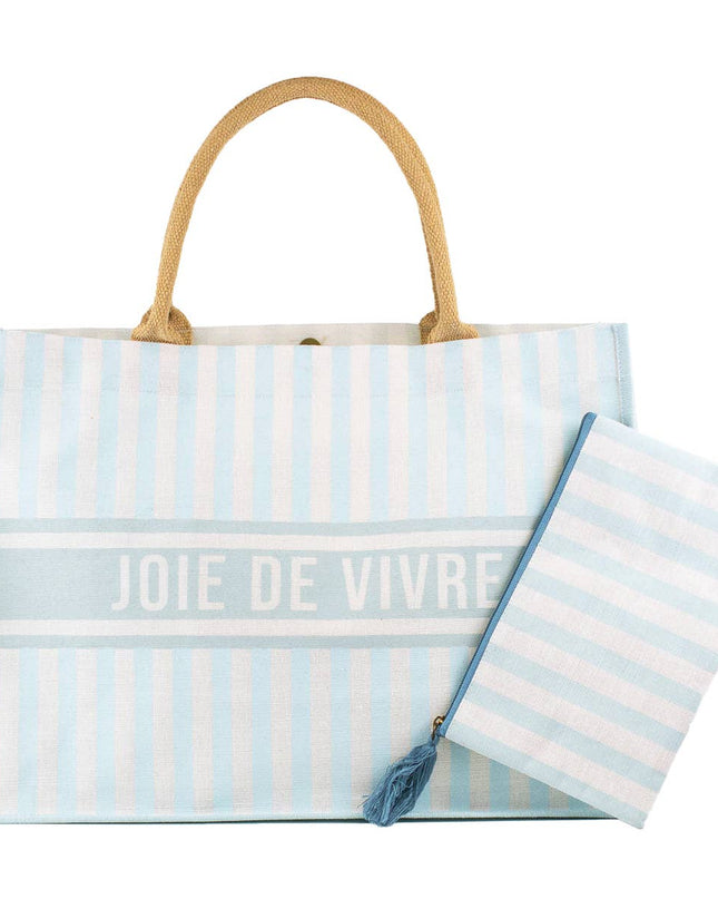 Joie De Vivre Juco Tote   Blue/White   19x14x7.5