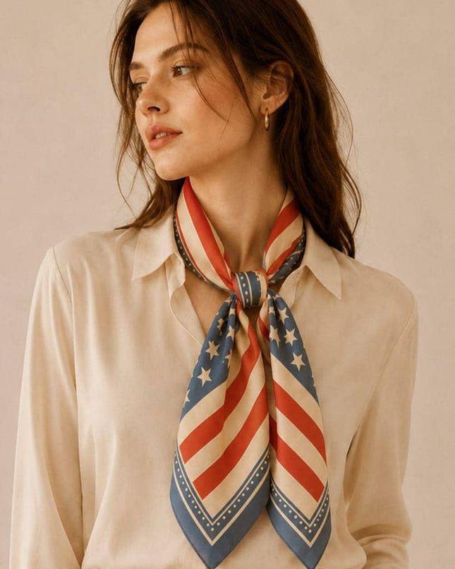USA Flag Print Square Scarf