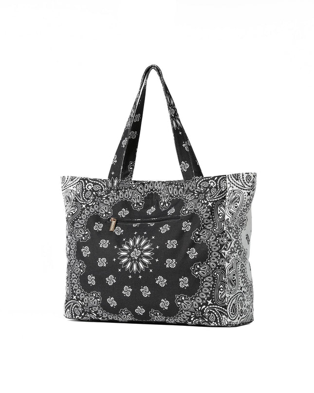 Bandana Print Canvas Tote -Bailey Black/White