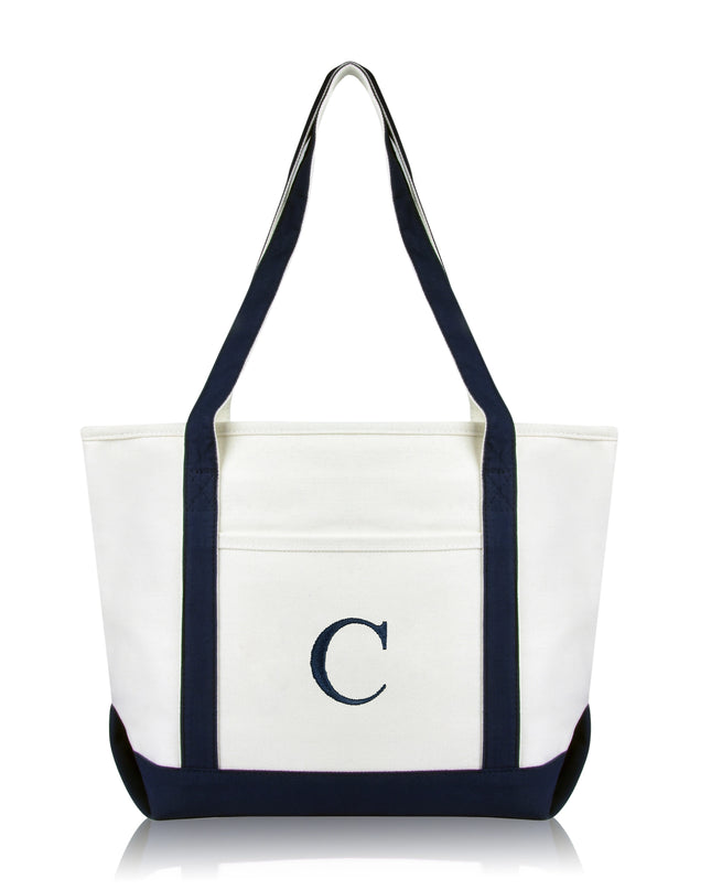 Personalized Black Tote Bag with Initial