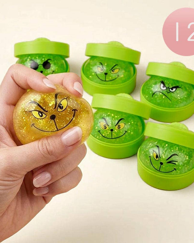 Glitter Christmas Grinch Squishy Dumpling  Toy