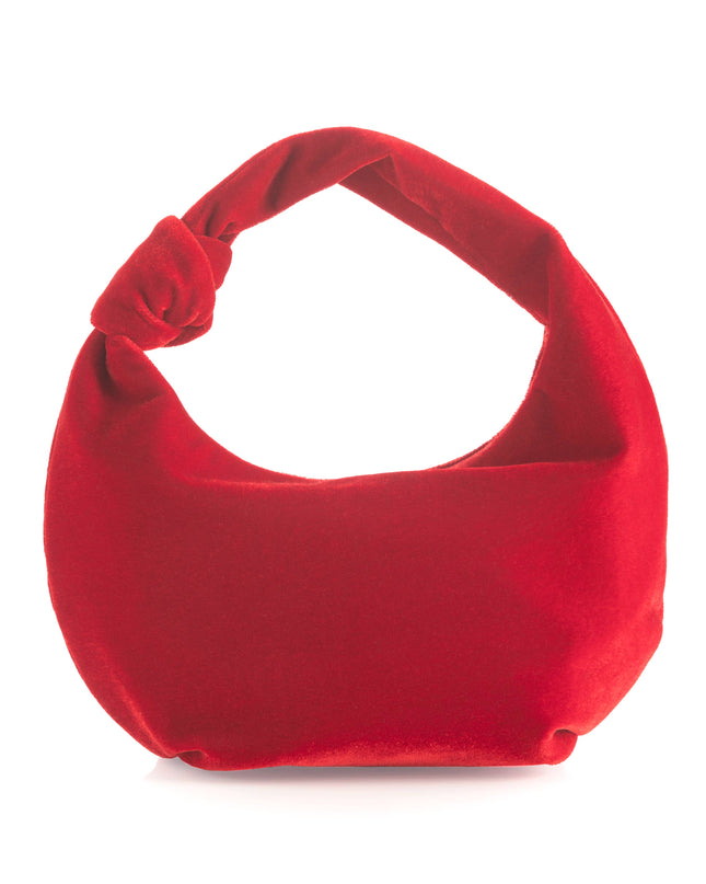 CHRISSY KNOTTED VELVET TOP HANDLE BAG